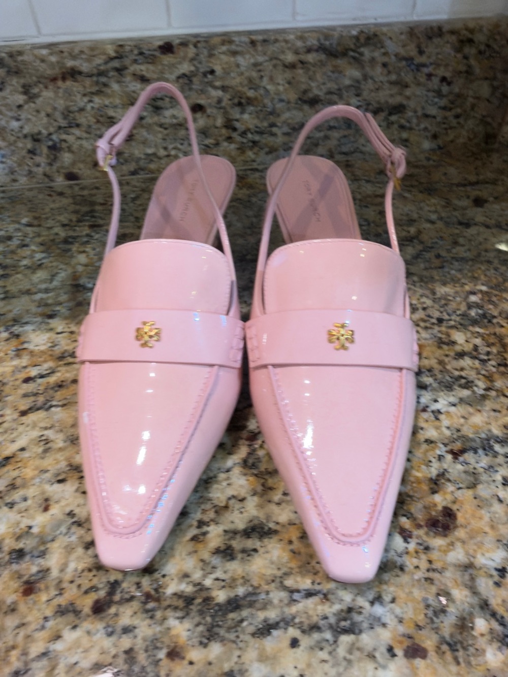 Patent Pink Tory Burch Pointed Slingback Loafers - Women